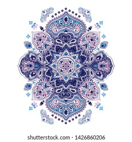 Indian rug tribal ornament pattern. Aztec towel, yoga mat. Vector Henna tattoo style. Can be used for textile, greeting business card background, phone case print