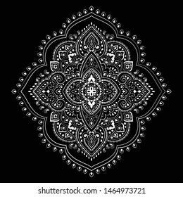 Indian rug tribal ornament pattern. Aztec towel, yoga mat. Vector Henna tattoo style. Can be used for textile, greeting business card background, phone case print
