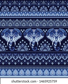 Indian rug tribal ornament pattern with elephants. Aztec towel, yoga mat. Vector lace Henna tattoo style. Can be used for textile, greeting business card background, phone case print