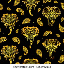Indian rug tribal ornament pattern with elephants. Aztec towel, yoga mat. Vector lace Henna tattoo style. Can be used for textile, greeting business card background, phone case print