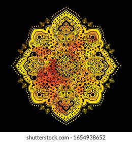 Indian rug tribal ornament pattern. Aztec towel, yoga mat. Vector Henna tattoo style. Can be used for textile, greeting business card background, phone case print