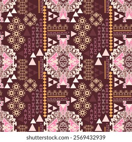 Indian Rug Tribal Ornament pattern. Aztec towel, yoga mat. Vector Henna tattoo style. Can be used for textile, greeting card, coloring book, phone case print.	