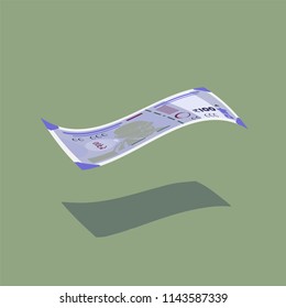 Indian Rulers, New Hundred Rupees, Money Stack Flying