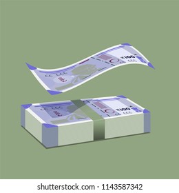 Indian Rulers, New Hundred Rupees, Money Stack Flying svg