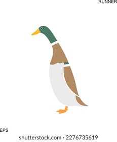 Indian runner ducks logo. Isolated indian runner ducks on white background. Bird svg