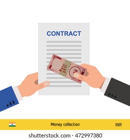 Indian Rupee banknote. Contract concept vector illustration.