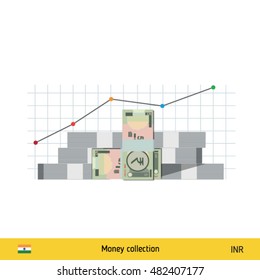 Indian Rupee banknote. Growth of financial and economy concept. vector illustration.
