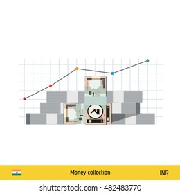 Indian Rupee banknote. Growth of financial and economy concept. vector illustration.