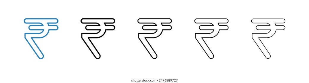 Indische Rupie Schwarz-Weiß-Vektorgrafik-Symbol