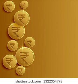 indian rupee coins background with text space