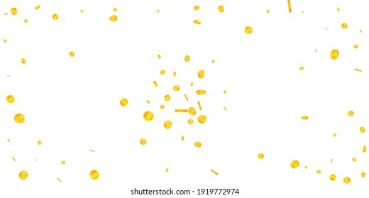 Indian rupee coins falling. Comely scattered INR coins. India money. Beautiful jackpot, wealth or success concept. Vector illustration.