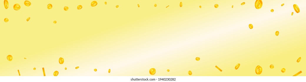 Indian rupee coins falling. Curious scattered INR coins. India money. Bewitching jackpot, wealth or success concept. Vector illustration.