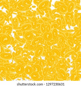 Indian rupee coins falling. Scattered floating INR coins on transparent background. Attractive scattered pattern vector illustration. Jackpot or success concept.
