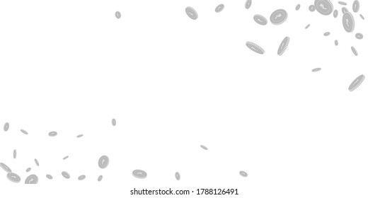 Indian rupee coins falling. Scattered black and white INR disorderly coins. Jackpot or success concept. Mesmeric wide corners vector illustration.