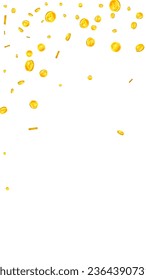 Indian rupee coins falling. Scattered gold INR coins. India money. Global financial crisis concept. Vector illustration.