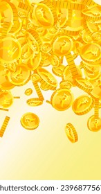 Indian rupee coins falling. Scattered gold INR coins. India money. Jackpot wealth or success concept. Vector illustration.