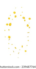 Indian rupee coins falling. Scattered gold INR coins. India money. Great business success concept. Vector illustration.