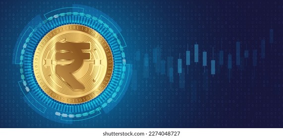 Indian Rupee currency coin finance concept banner and background vector illustration