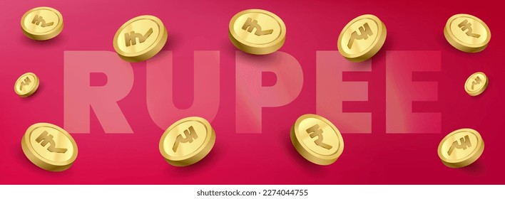 Indian Rupee currency coin template. Finance concept vector illustration banner and background. 