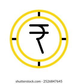 Indian rupee currency icon. financial coin symbol with modern color outline style. editable stroke illustration.