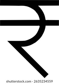 Indian Rupee Currency Symbol Black Vector Icon for Finance and Economy

