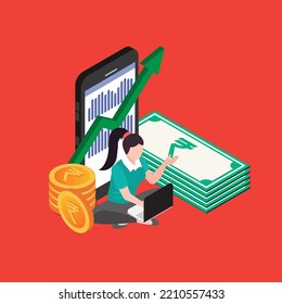 Indian Rupee digital 3d isometric vector illustration concept for banner, website, landing page, ads, flyer template