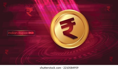 Indian Rupee Digital Currency INR coin vector illustration financial banner and background 