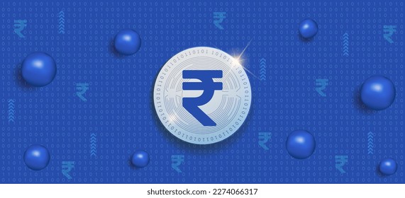 Indian Rupee digital currency symbol vector illustration banner and background template