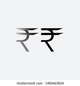 Indian rupee flat icons. Vector symbol rupee. Illustration in black and steel grey colours. For websites, applications, business, illusyrations etc