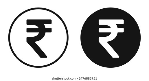 Indian rupee flat liner icon set.