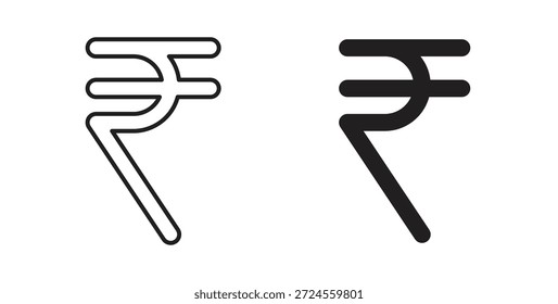 Icono de rupia india en estilo doodle y stroke.