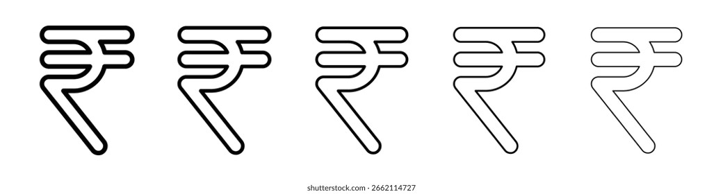 Icono de rupia india lleno de concepto de signo plano para el Diseño web.