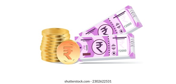 Indische Rupien-Symbol mit Gold und Notenstil Vektorsymbol. Währungsemblem mit Münzprägung und Notendesign. Preissymbol. Indisches neues Währungssymbol. INR-Wert. Weltmarktpreis INR. gefälschte Notengrafik.