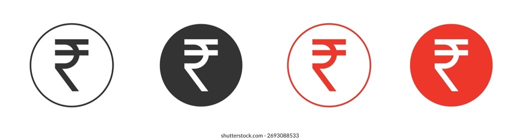Logos de icono de rupia india. Plantilla de diseño de icono de Vector plano