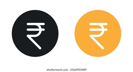 Indian rupee icon set in black and colored