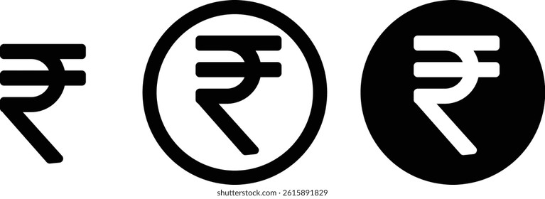 Indian Rupee Icon Set. design inside black circle. icon set in modern style
