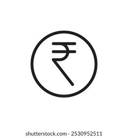 Indian rupee icon Thin line flat illustration