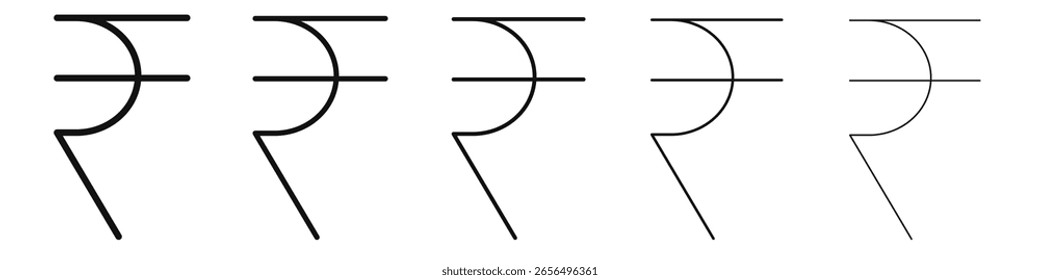 Indian rupee icon vector outline set illustration sign