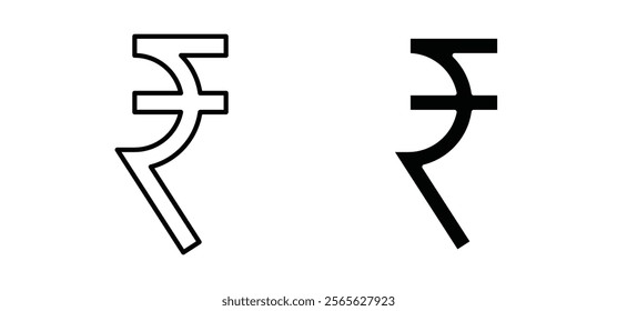Indian rupee icons in black and white colors