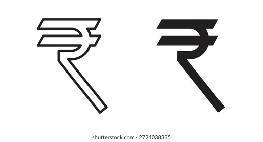 Indian rupee icons, Line vector. solid symbol set