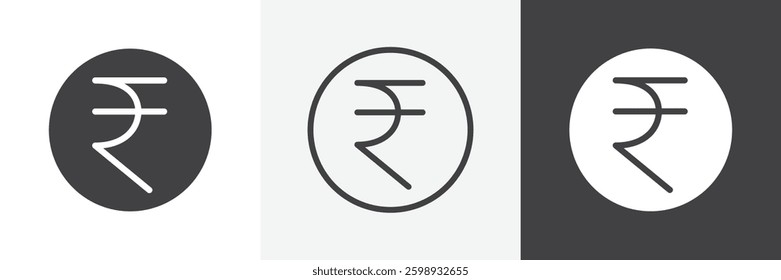 Indian rupee icons in Thin line black color. flat simple vector symbols illustration.