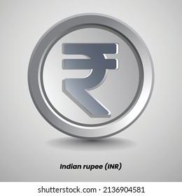 Indian Rupee INR silver coin currency vector. Money symbol of India. Isolated coin illustration. svg