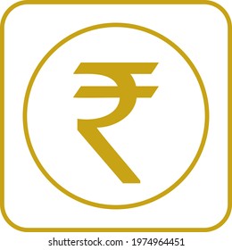 Indian Rupee INR vector currency icon symbols illustration in Golden color isolated on white background