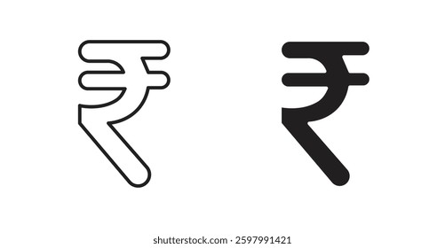 Indian rupee line icon vector set.