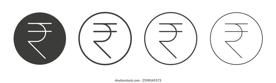 Indian rupee line icon vector illustration set.