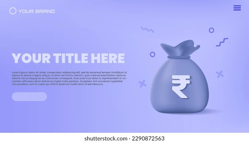 Indian Rupee money bag vector illustration for banking and finance website landing page UI design