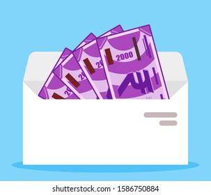 Indian Rupee Money in envelope vector icon logo illustration and design. Salary, royalty, revenue, payment and finance element.  Can be used for web, mobile, infographic and print.
