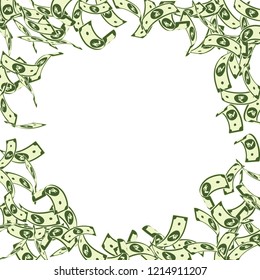 Indian rupee notes falling. Floating INR bills on white background. India money. Captivating vector illustration. Fabulous jackpot, wealth or success concept.