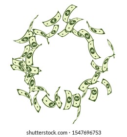 Indian rupee notes falling. Floating INR bills on white background. India money. Captivating vector illustration. Great jackpot, wealth or success concept.