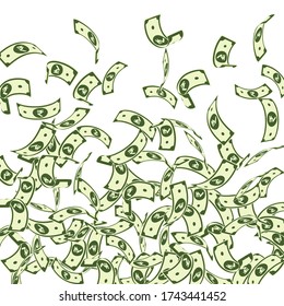 Indian rupee notes falling. Floating INR bills on white background. India money. Brilliant vector illustration. Decent jackpot, wealth or success concept.